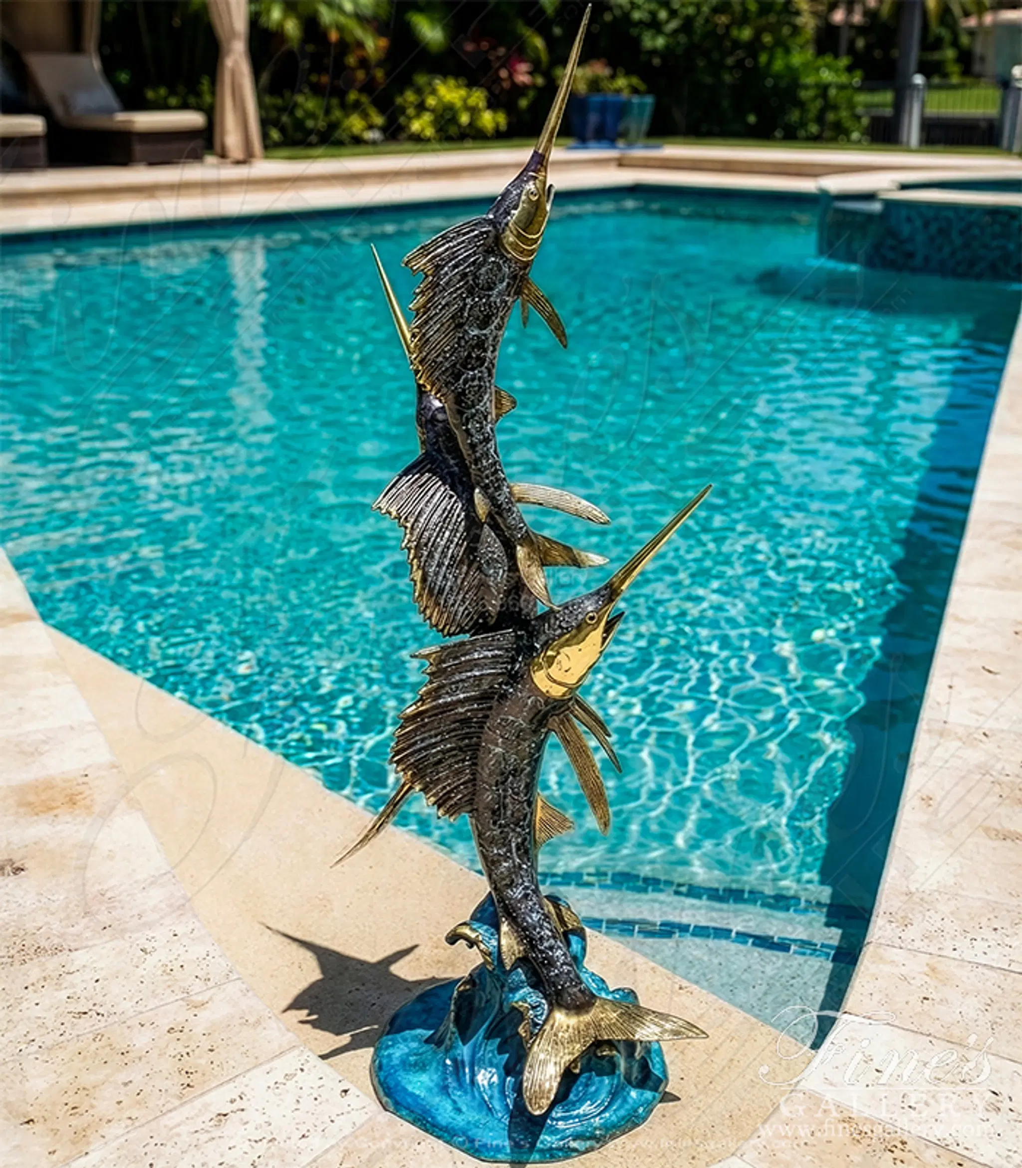 A Trio of Sailfish in Bronze