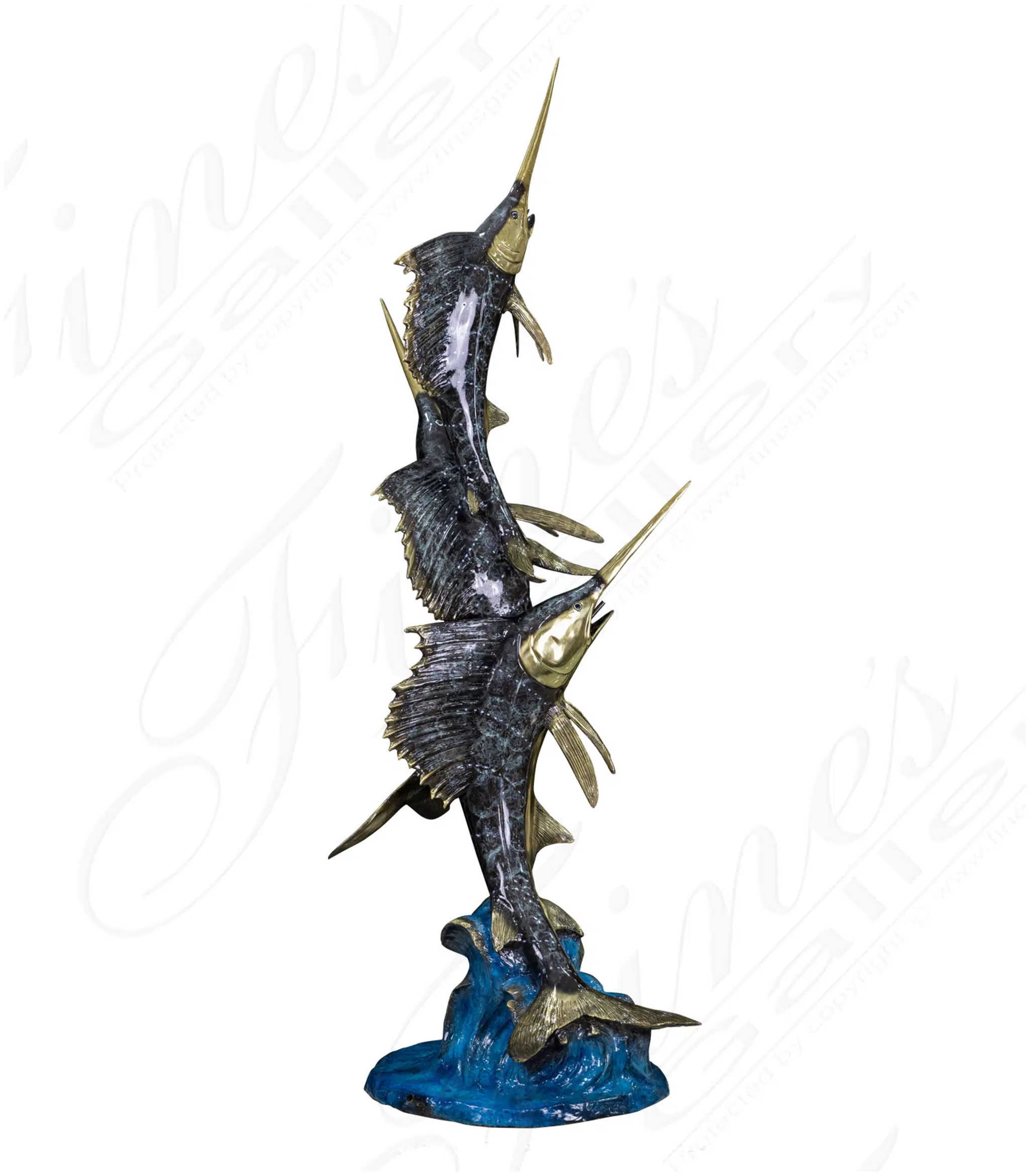 A Trio of Sailfish in Bronze
