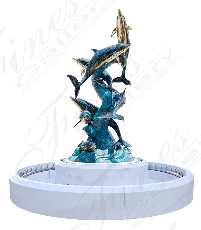 Oversized Bronze Dolphins Fountain