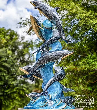 Oversized Bronze Dolphin Fountain