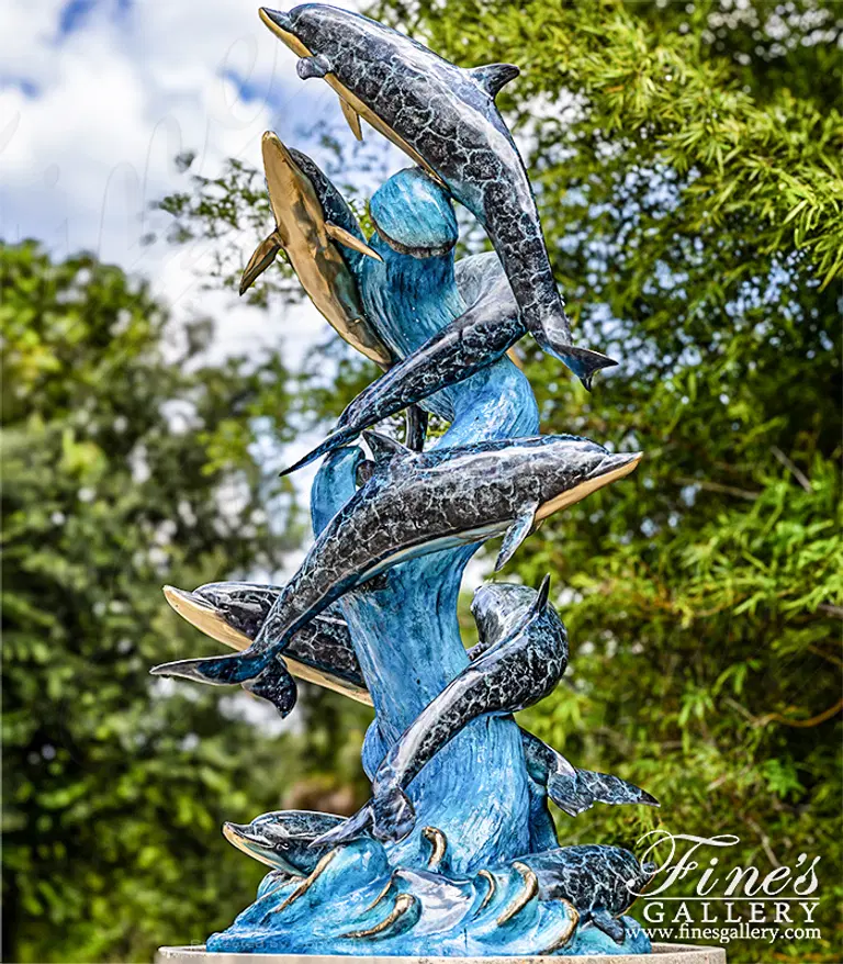 Oversized Bronze Dolphin Fountain