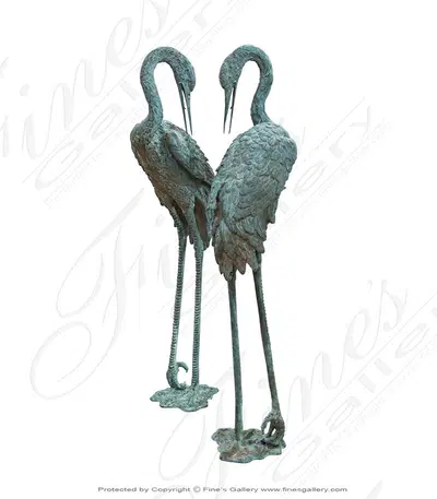 Bronze Crane Fountain Pair - 45 inch