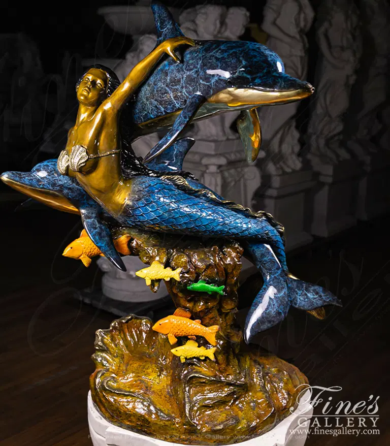 Bronze Mermaid with Dolphins Fountain