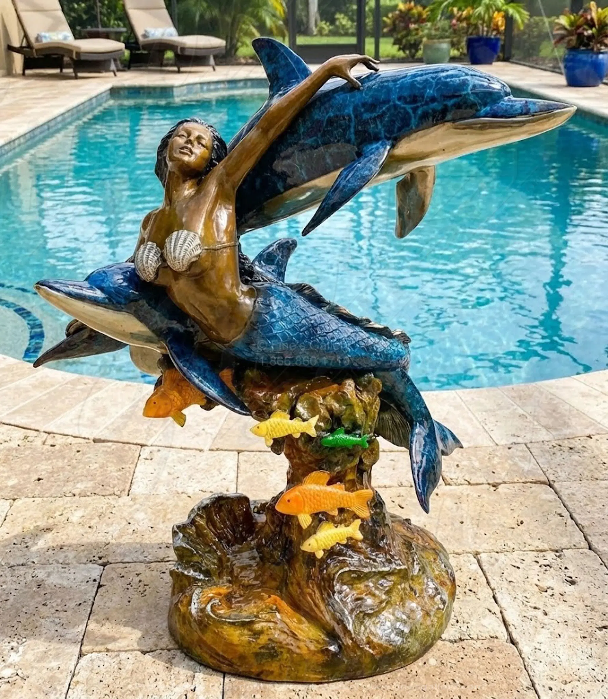 Bronze Mermaid with Dolphins Fountain