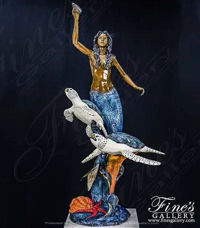 Bronze Mermaid with Sea Turtles Fountain