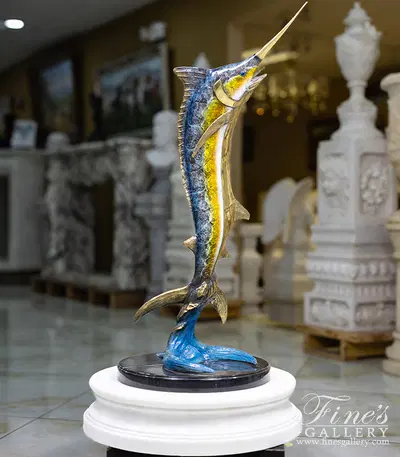 Single Marlin Fountain in Baked Enamel Bronze Finish