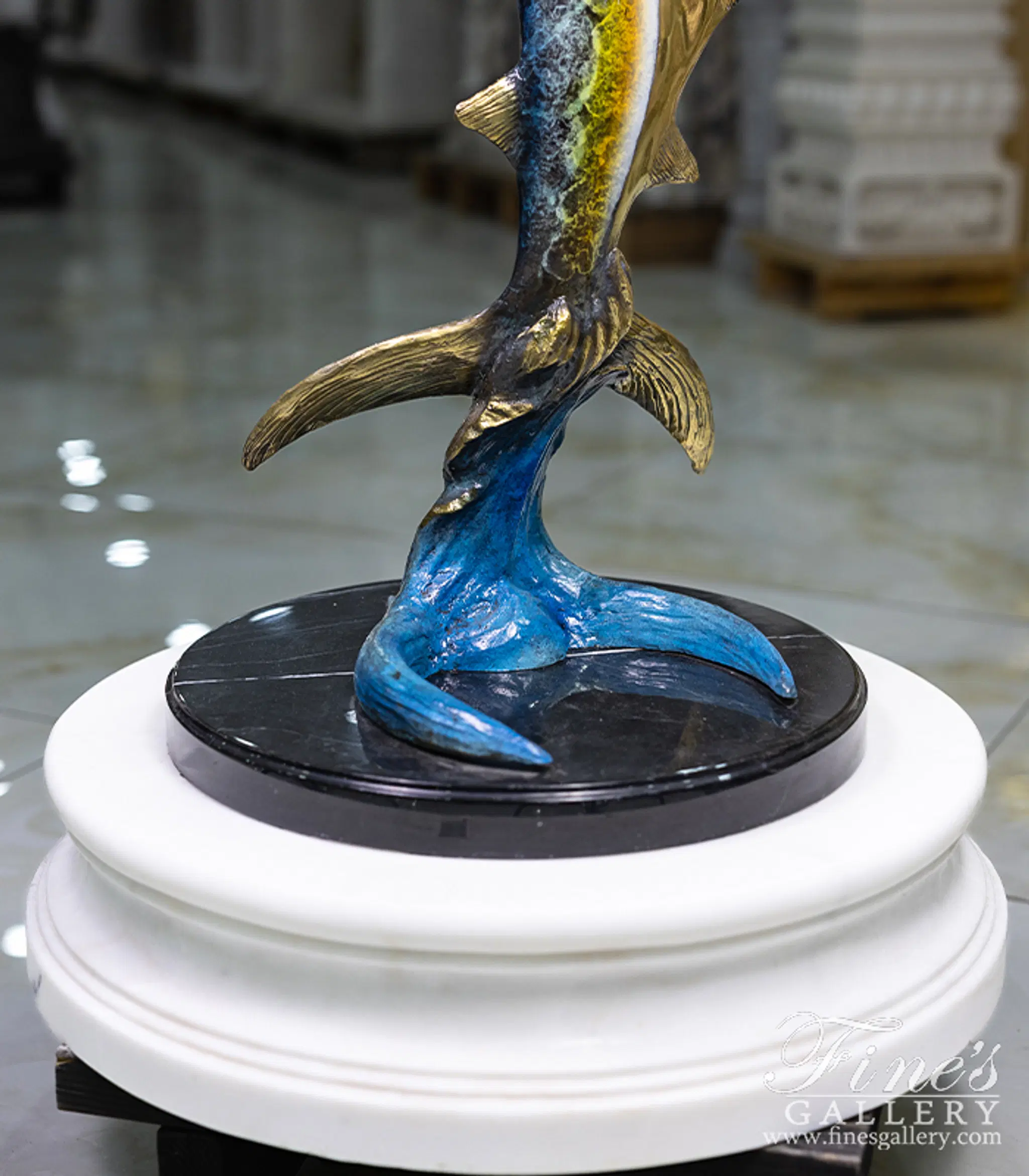 Single Marlin Fountain in Baked Enamel Bronze Finish — Model BF-918 — detail view 5