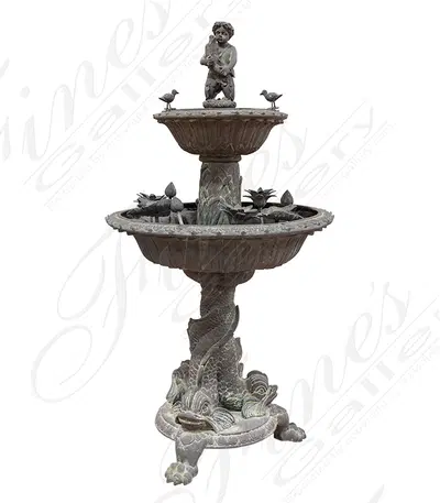 Vintage Tiered Fountain in Patina Bronze