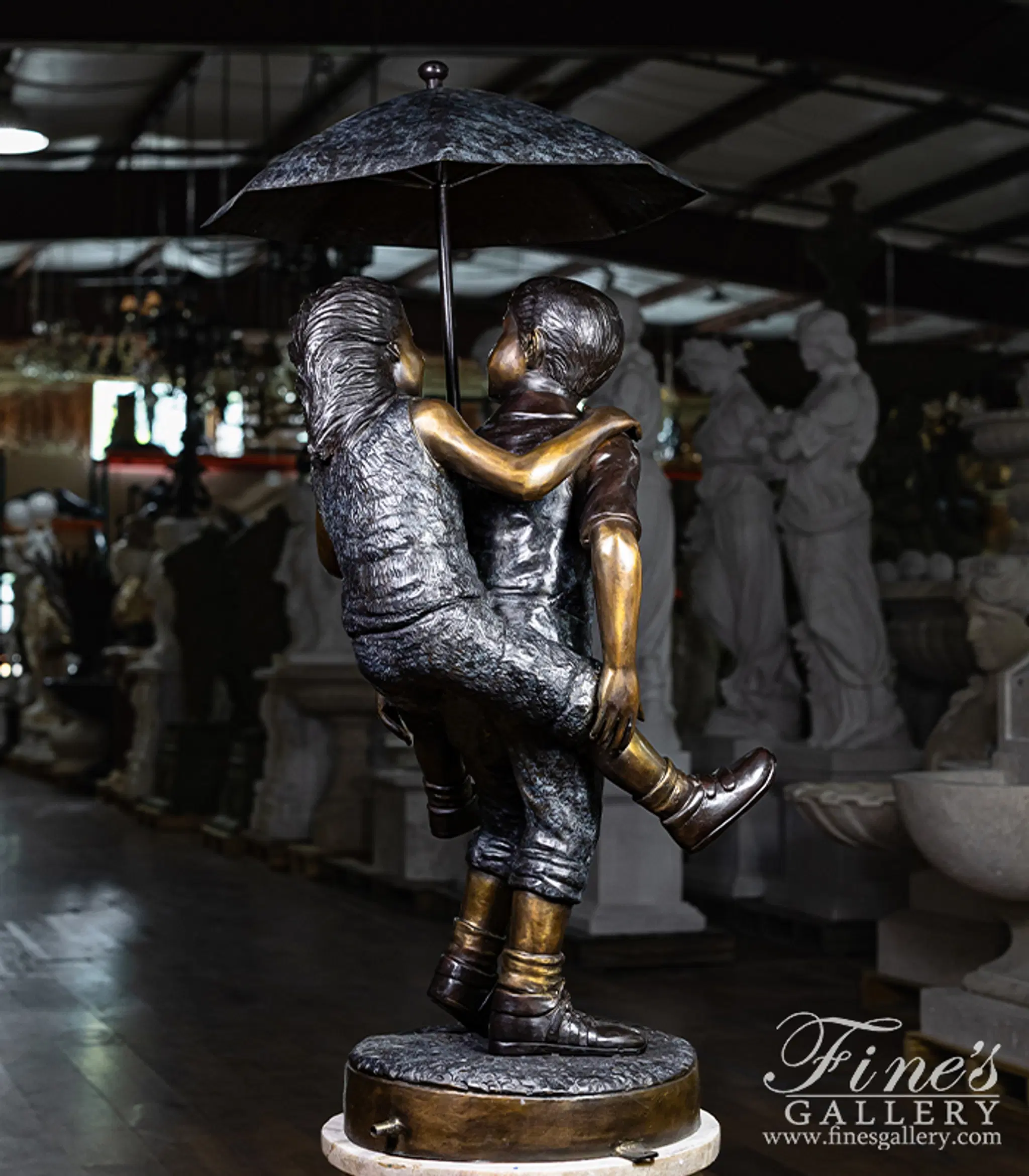 Bronze Kids with Umbrella Fountain — Model BF-926 — detail view 6