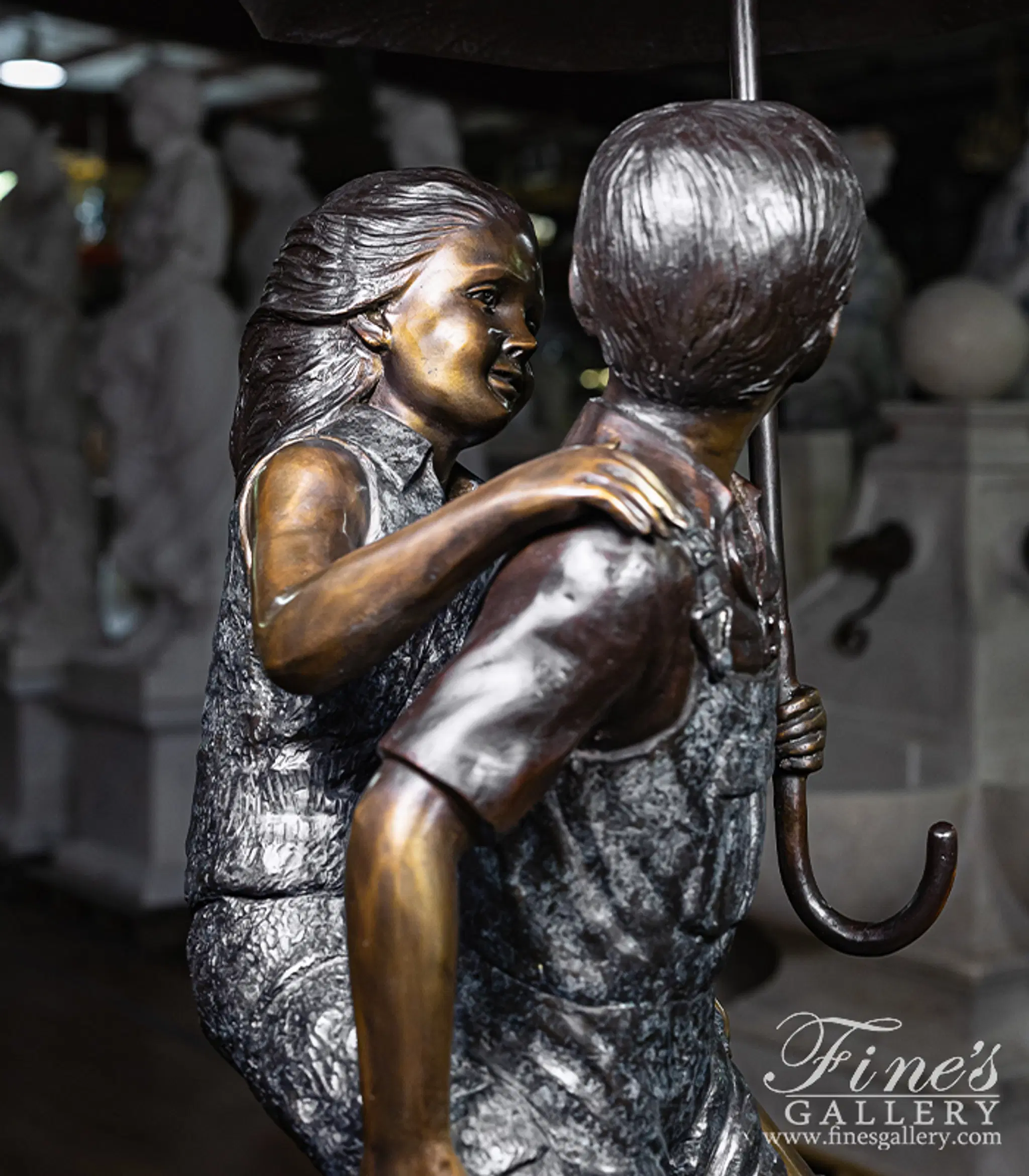 Bronze Kids with Umbrella Fountain — Model BF-926 — detail view 9