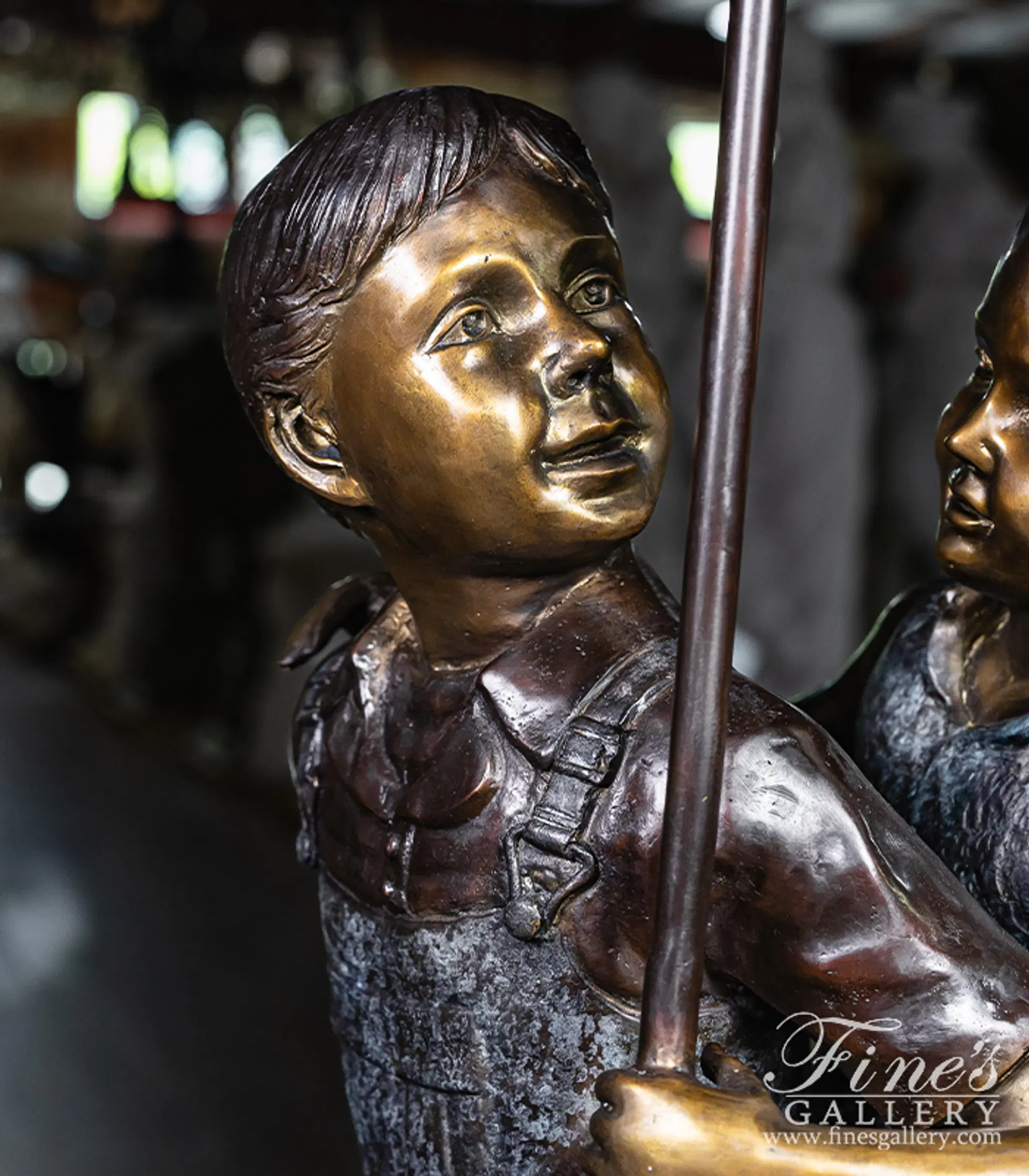 Bronze Kids with Umbrella Fountain — Model BF-926 — detail view 4