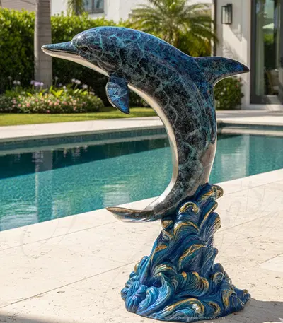 Single Bronze Dolphin Fountain
