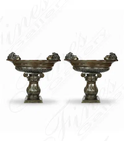 Cherub Head Bronze Planter Pair