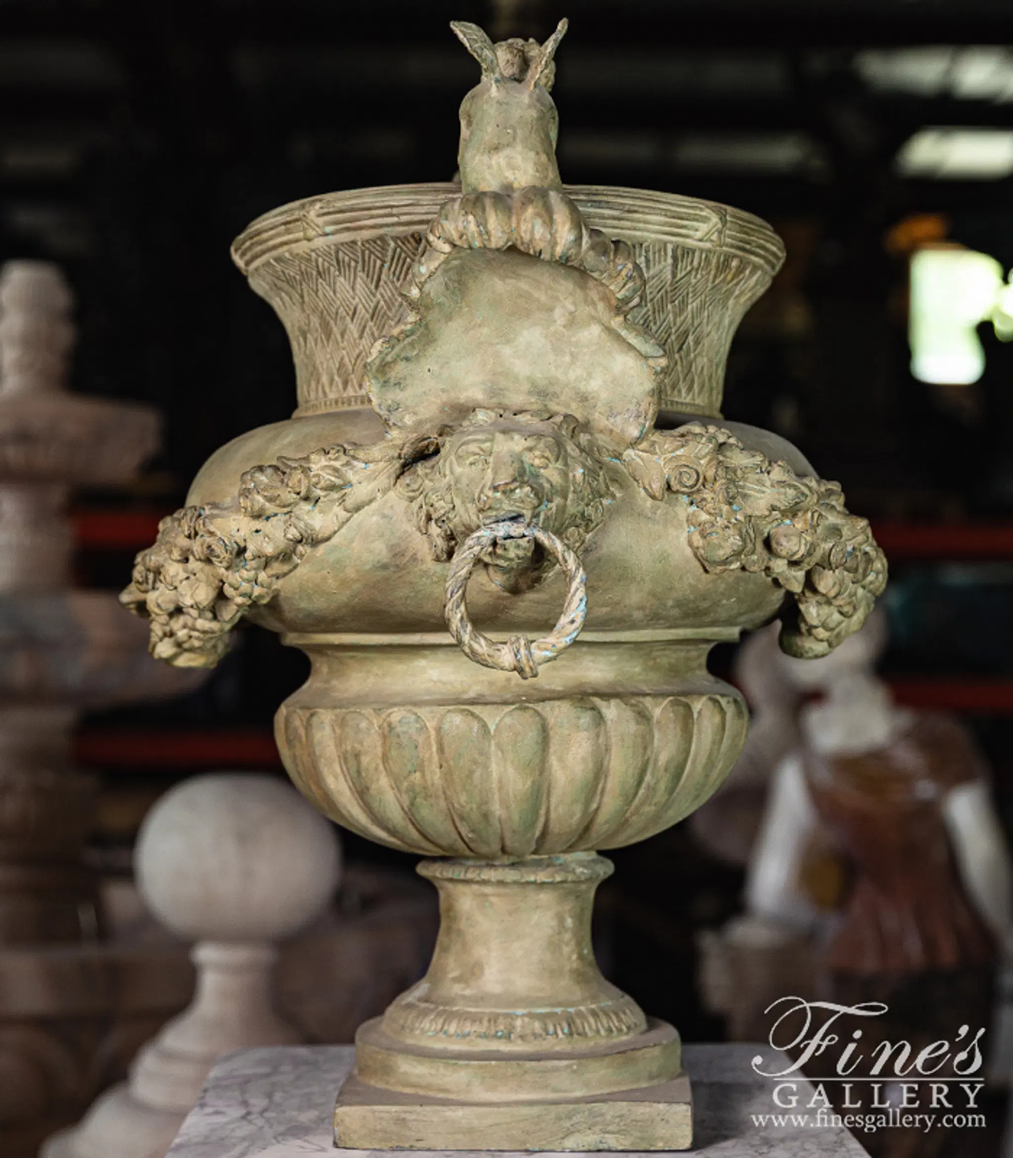 Cherub Lion Planter Statue Pair — Model BP-1190 — detail view 6