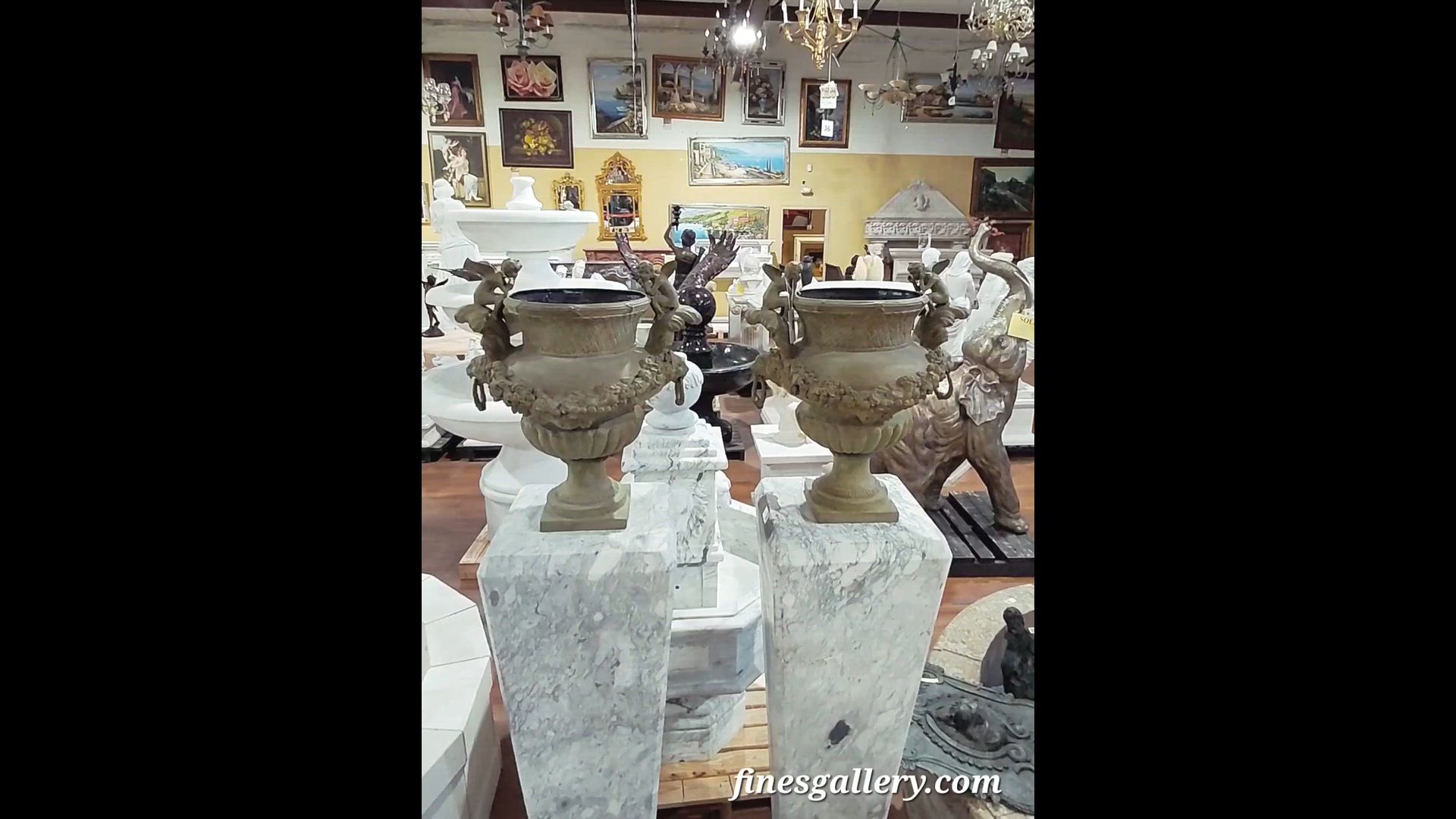 Cherub Lion Planter Statue Pair — Model BP-1190 — product video