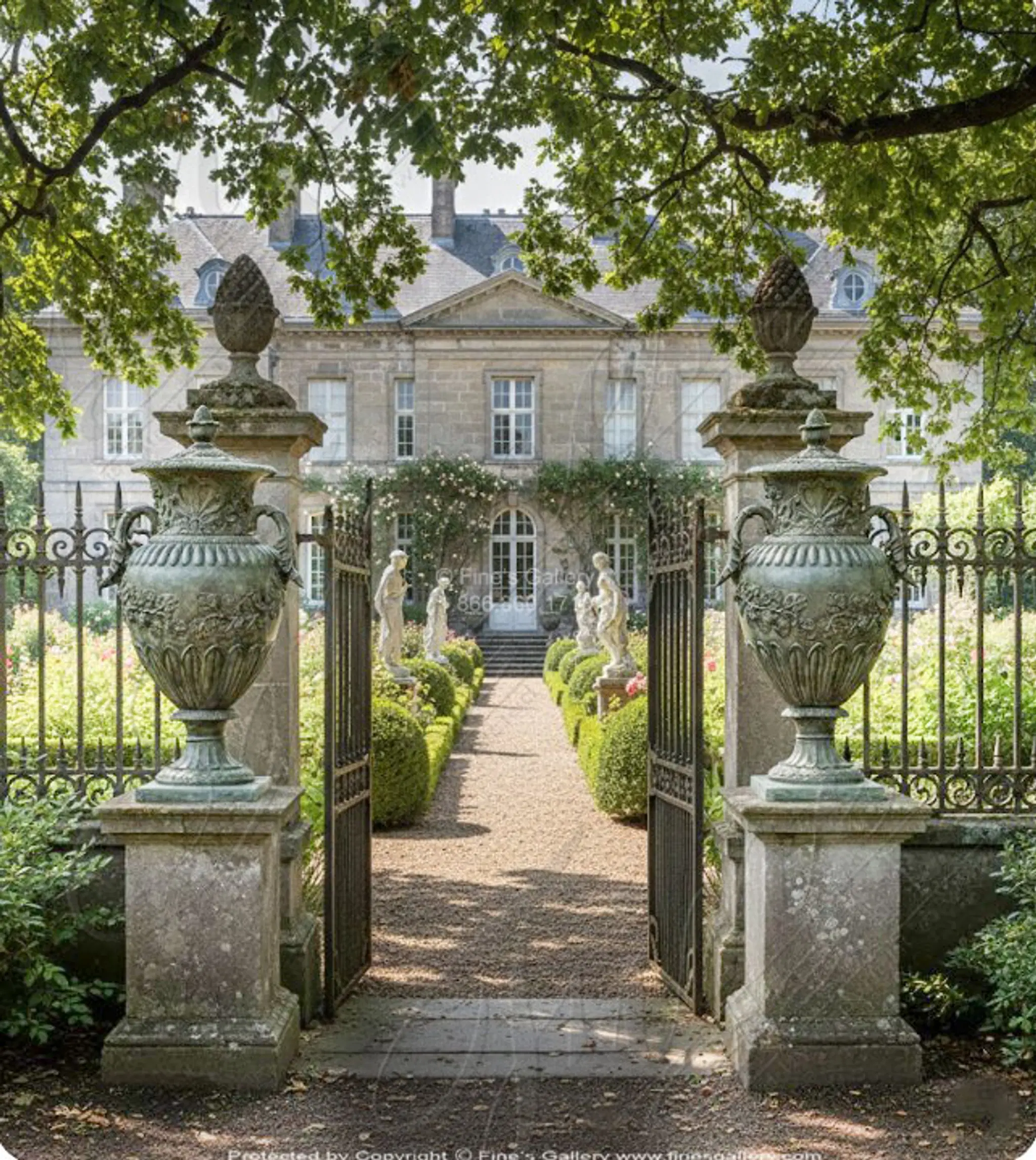 Floral Bronze Urns in Antique Patina Finish