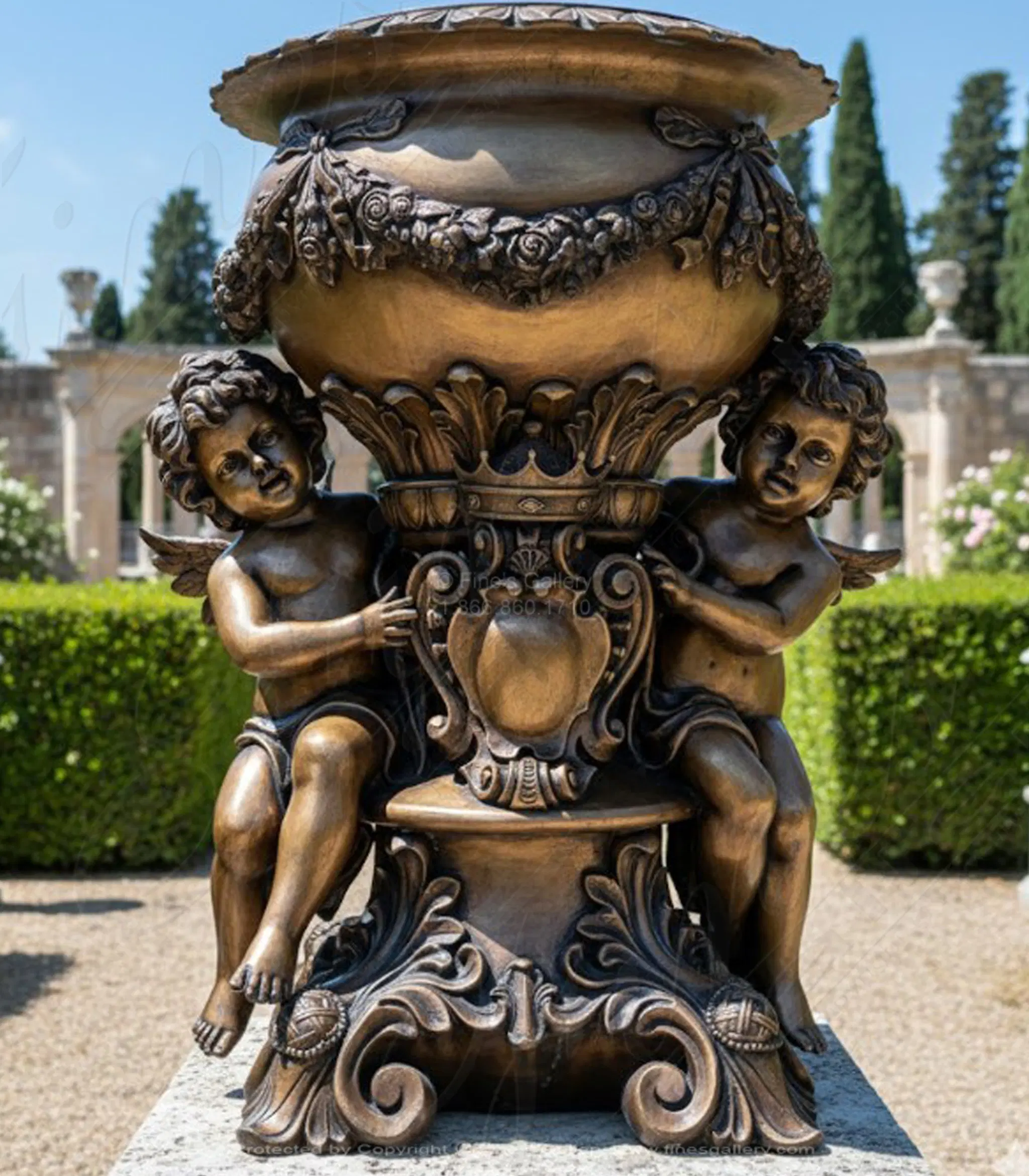 Majestic Bronze Cherubs Planter