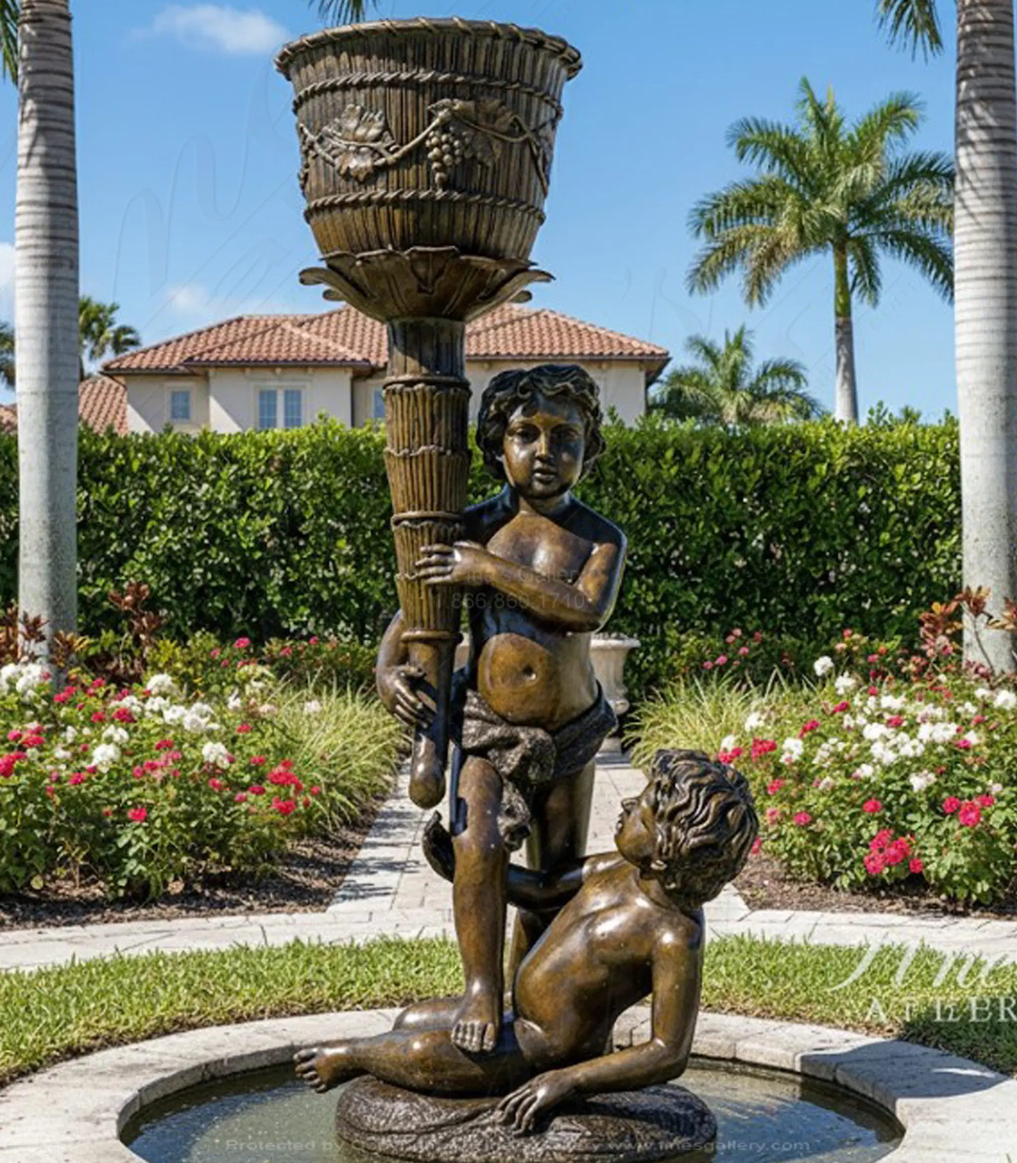 Twin Boys Bronze Planter
