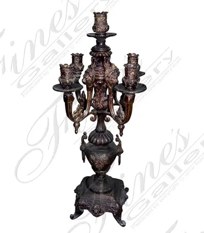 Bronze Lion Head Candelabra 