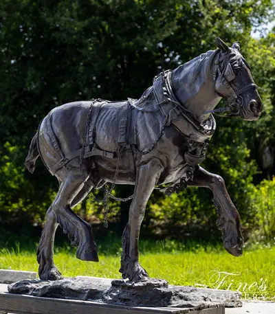Museum Quality Vintage Bronze Carriage Horse Statue