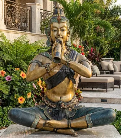 Krishna playing the Venu Bronze Statue