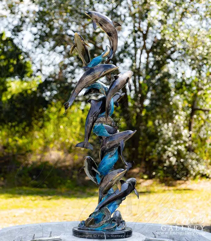 Social School of Dolphins Bronze Statue