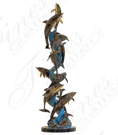 School of Dolphins Bronze Statue