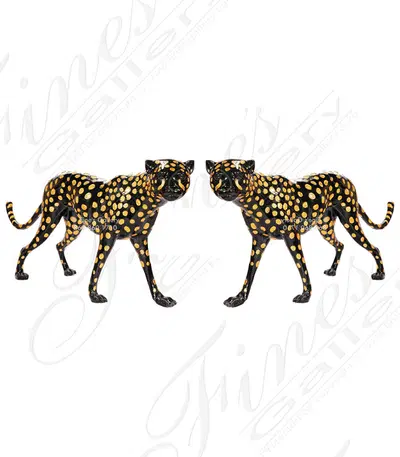 Bronze Leopard Pair Statue