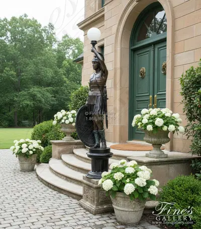 Bronze Soldier Lamp Post - Elegant Home Garden Decor - Limited Edition Bronze
