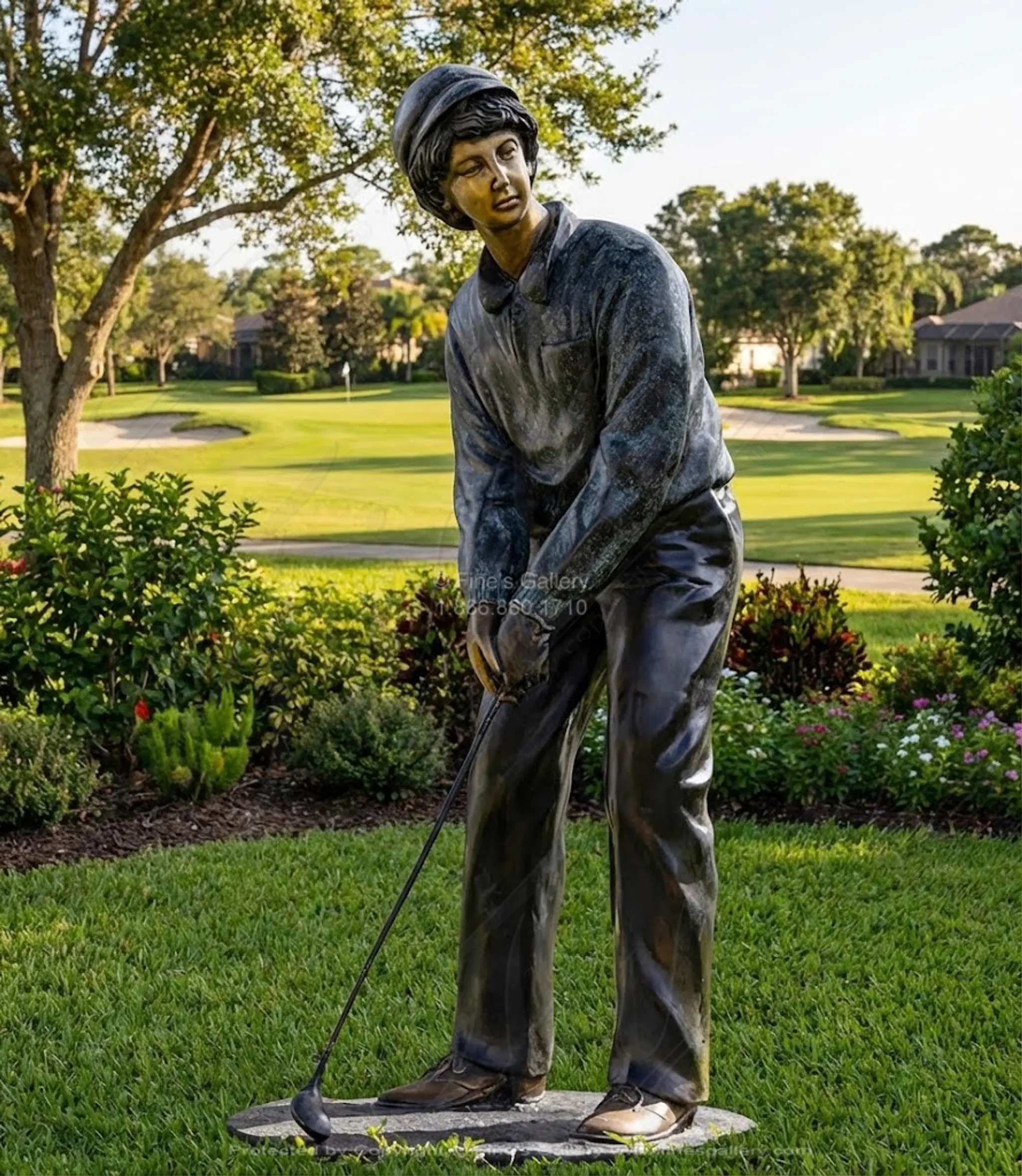 4 Ft Tall Bronze Golfer Statue