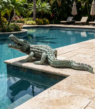 Gator Statue in Patina Finish Bronze