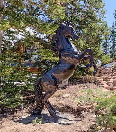 Eight Foot Tall Rearing Horse in Bronze