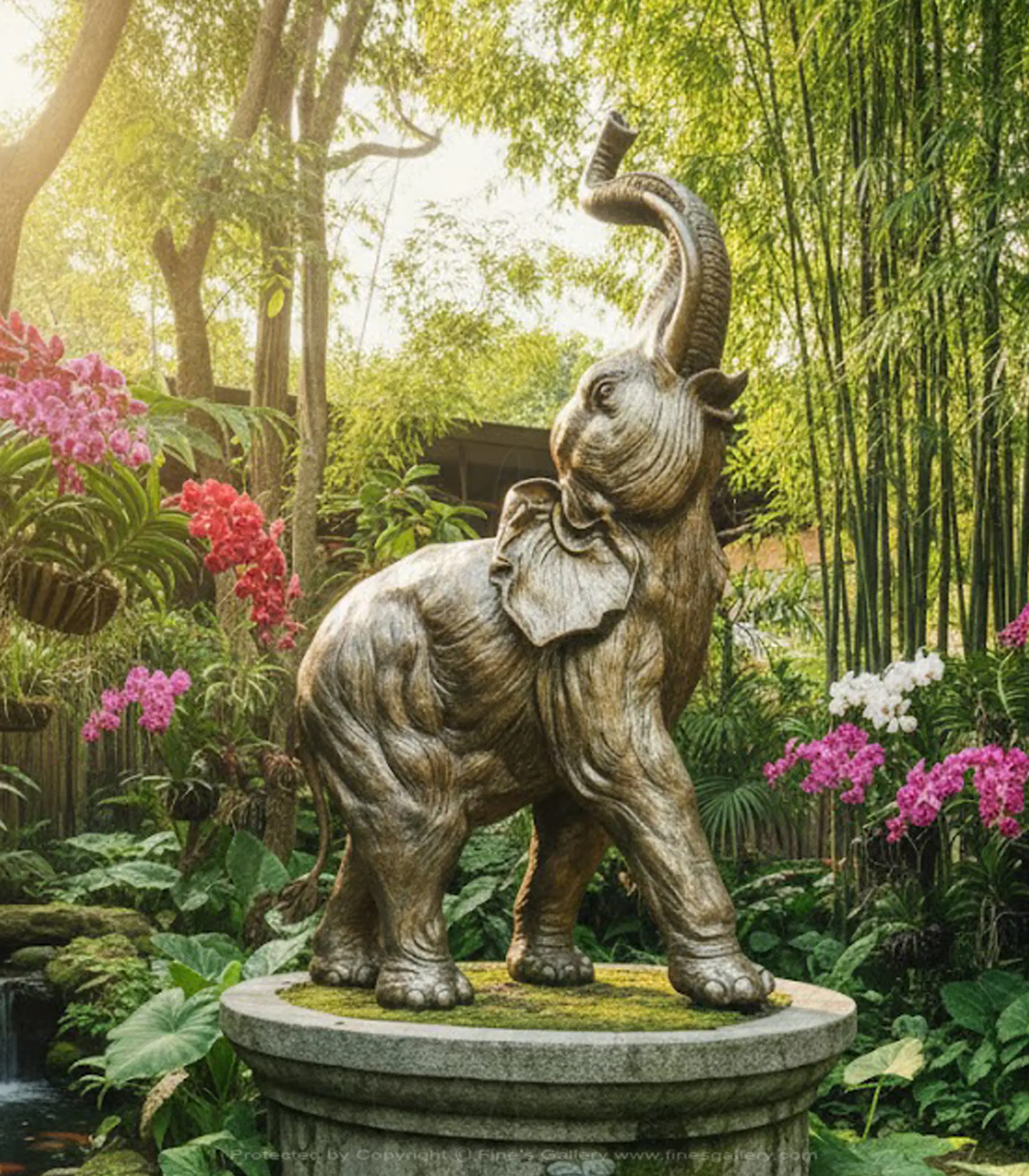 Enchanted Bronze Elephant Statue