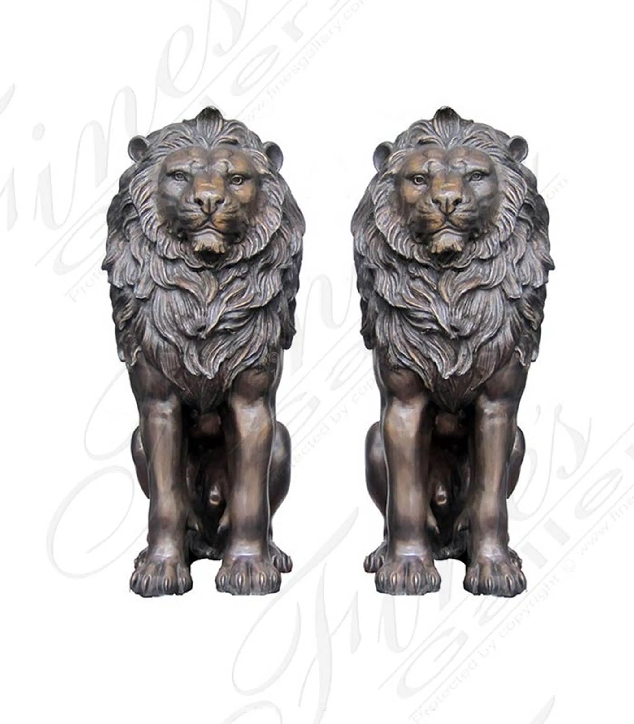 Regal King Bronze Lion Pair