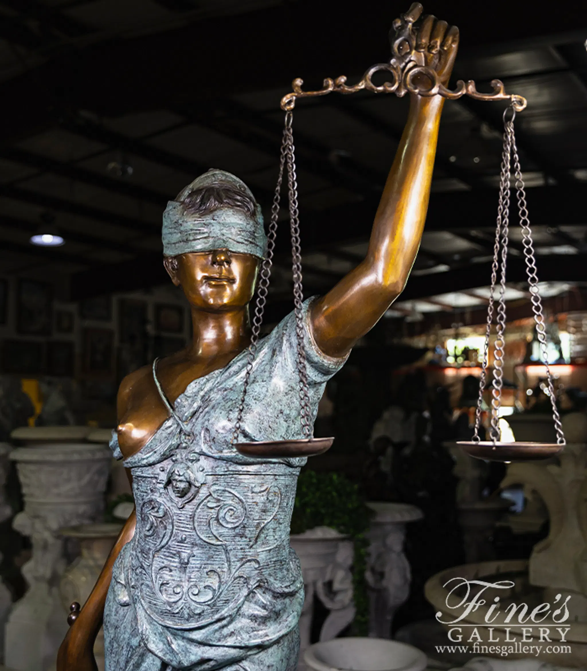 84 Inch Tall Lady of Justice in Bronze — Model BS-1589 — detail view 4