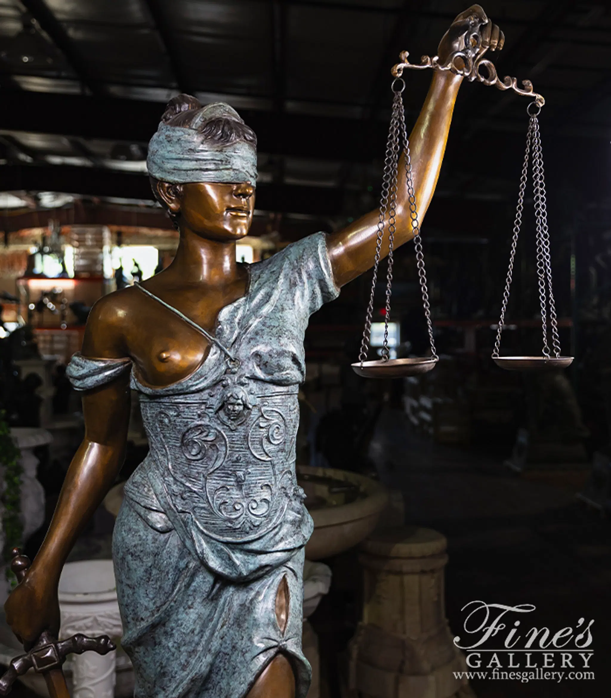 84 Inch Tall Lady of Justice in Bronze — Model BS-1589 — detail view 5