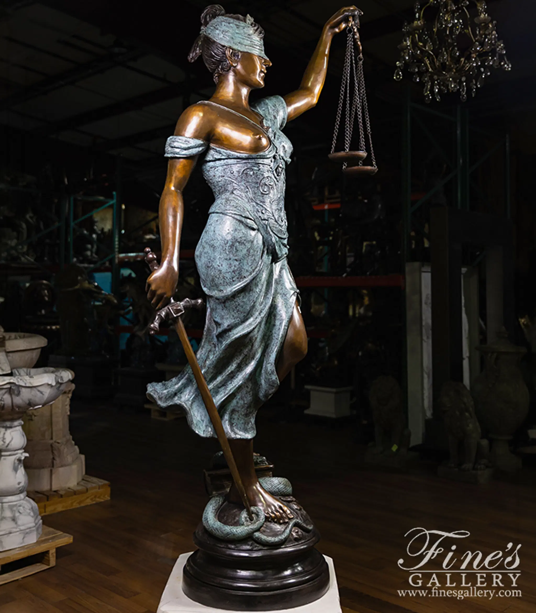 84 Inch Tall Lady of Justice in Bronze — Model BS-1589 — detail view 6