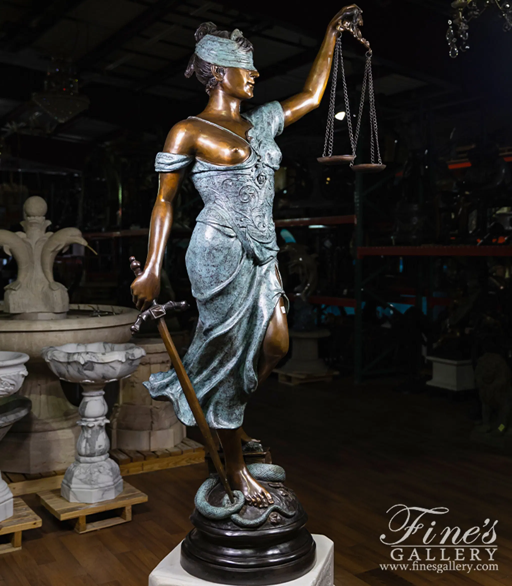 84 Inch Tall Lady of Justice in Bronze — Model BS-1589 — detail view 7