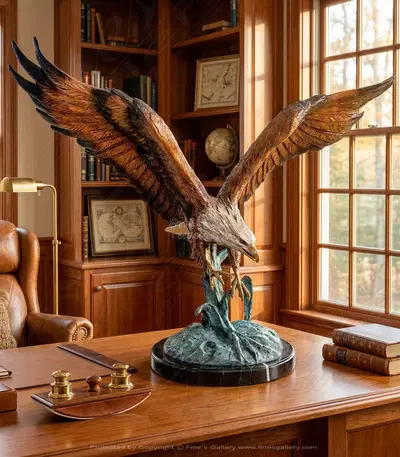 Graceful Landing Bronze Eagle