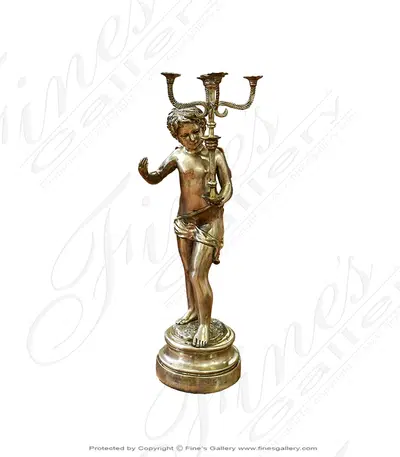 Silver Bronze Boy Candelabra