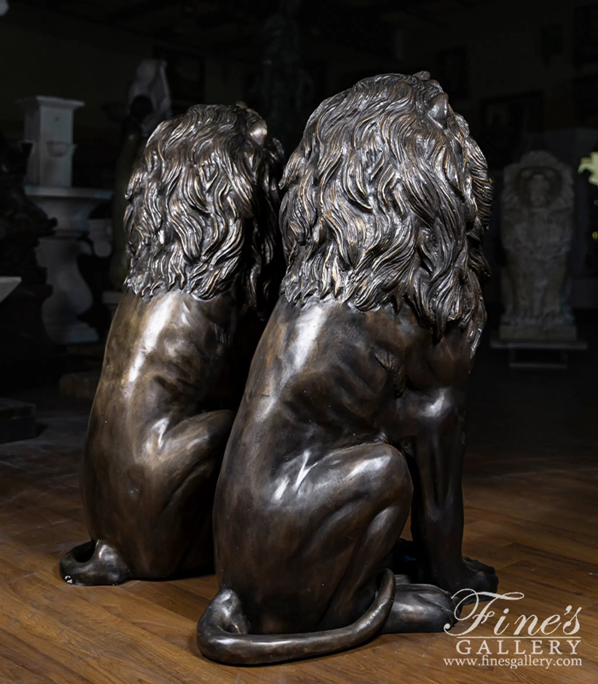 Regal King Bronze Lion Statue Pair — Model BS-1587 — detail view 6