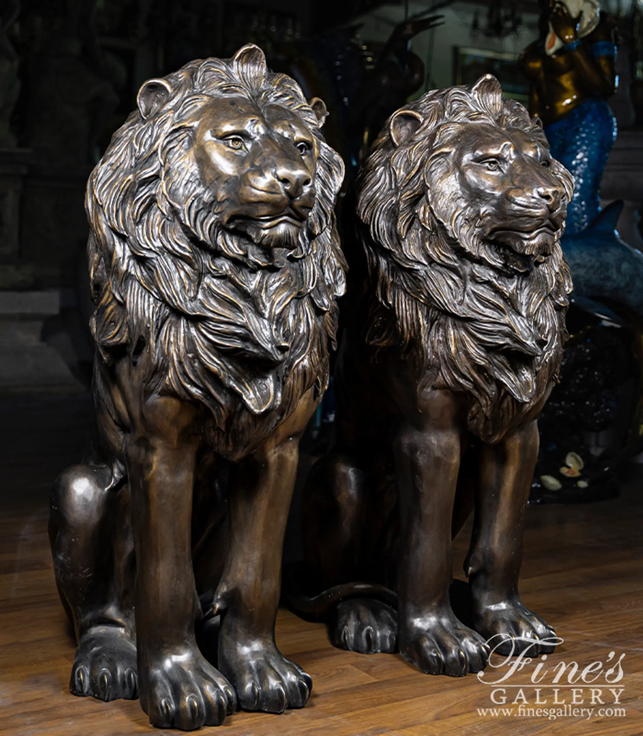 Regal King Bronze Lion Statue Pair — Model BS-1587 — detail view 1