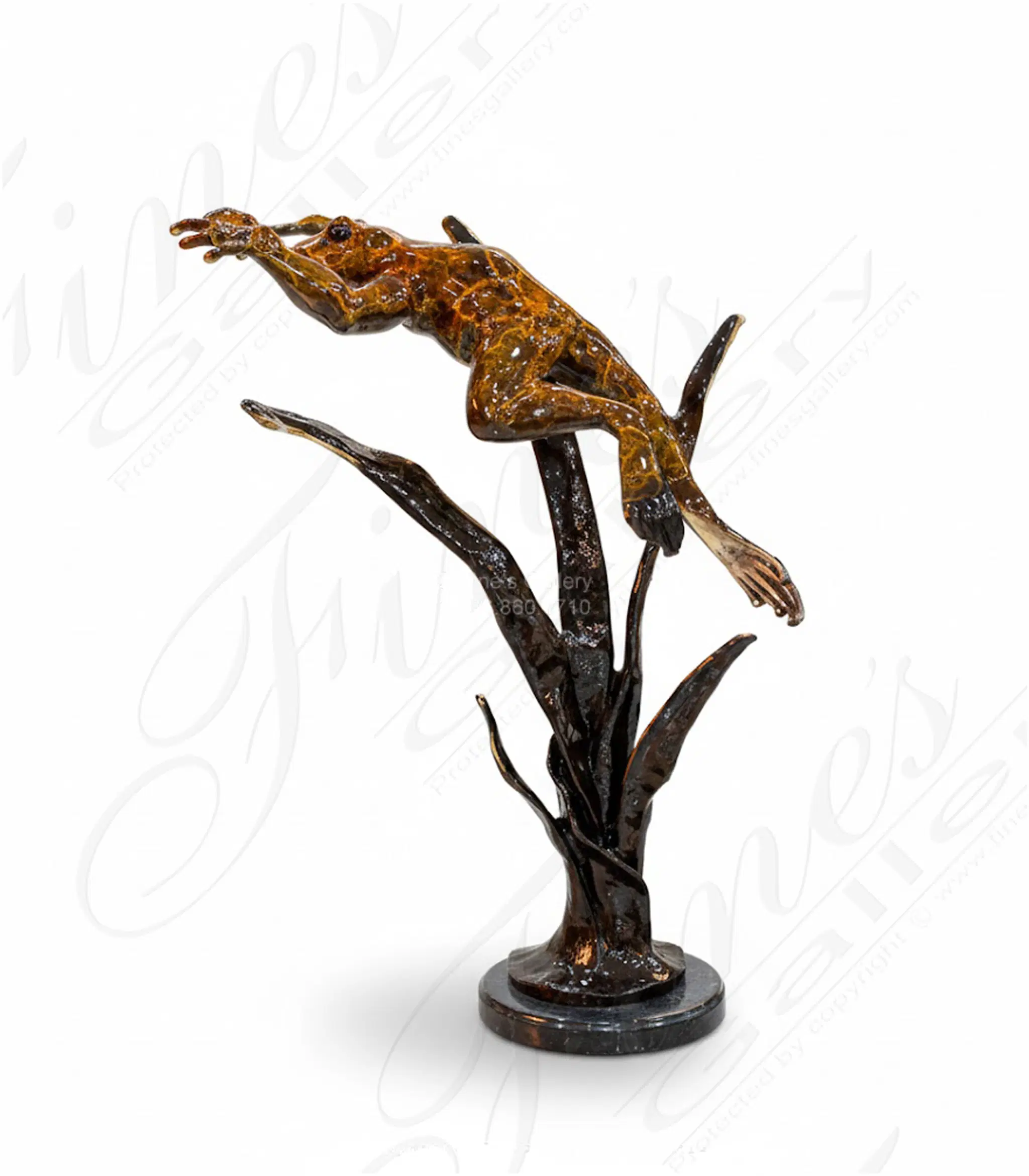 Baked Enamel Bronze Jumping Frog