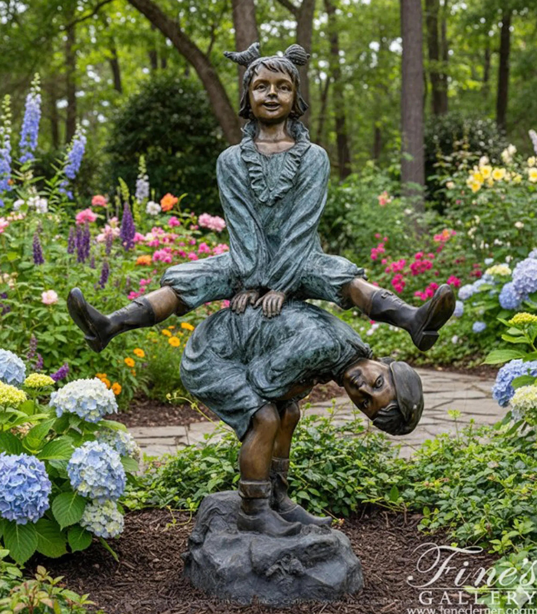 Child Leapfrog Themed Statue in Bronze