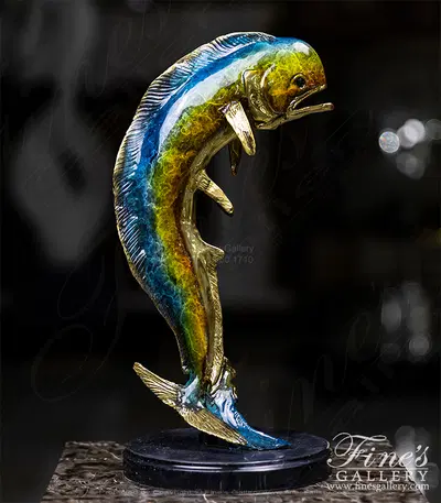 Mahi Mahi Statue in Enameled Bronze