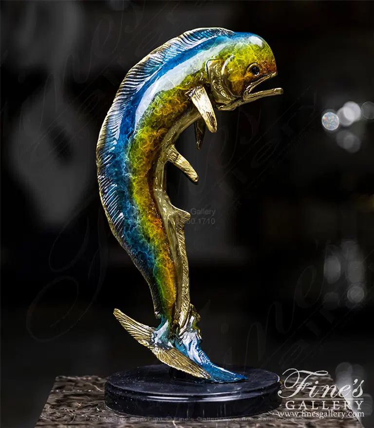Mahi Mahi Statue in Enameled Bronze
