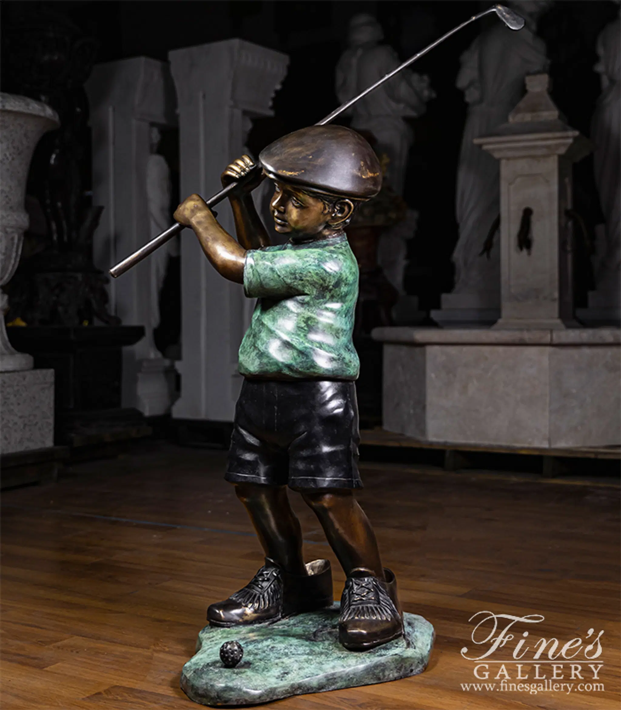 "In Dads Shoes" Bronze Golf Themed Statue — Model BS-1743 — detail view 1
