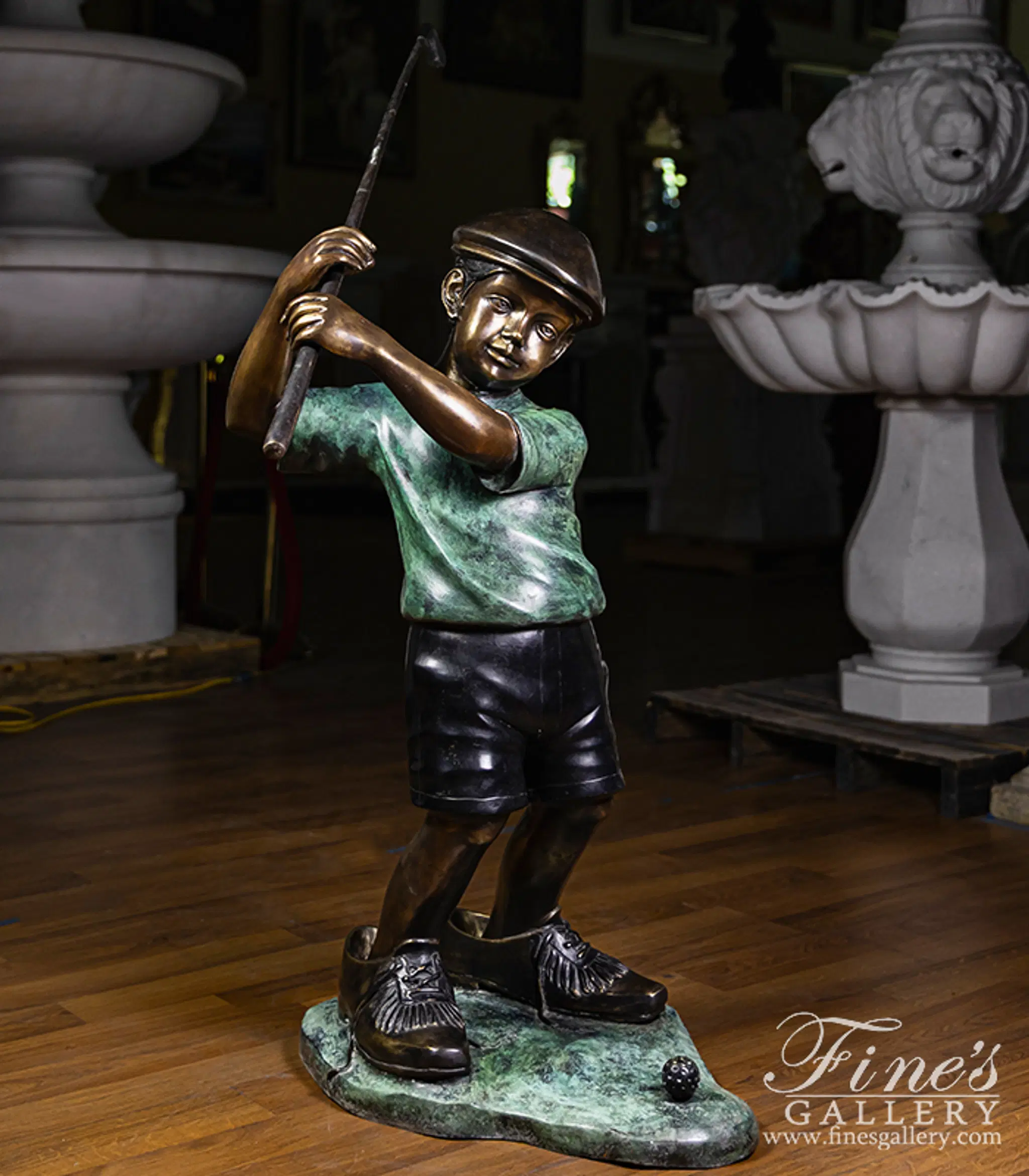 "In Dads Shoes" Bronze Golf Themed Statue — Model BS-1743 — detail view 5