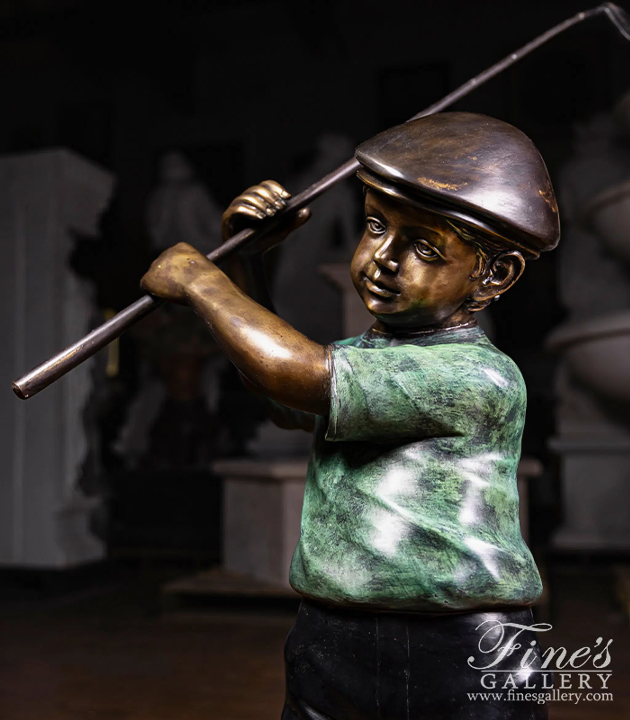 "In Dads Shoes" Bronze Golf Themed Statue — Model BS-1743 — detail view 2