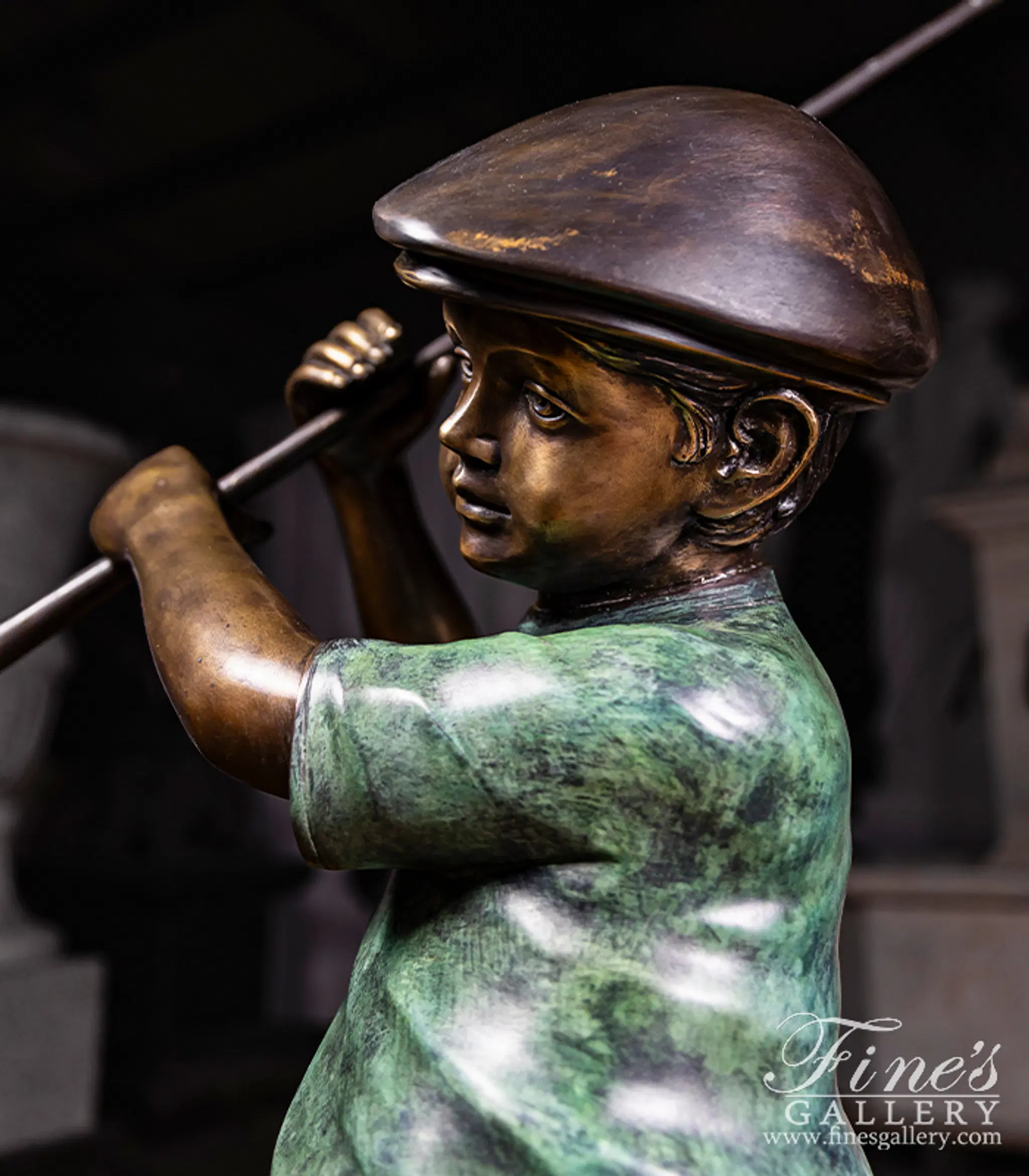 "In Dads Shoes" Bronze Golf Themed Statue — Model BS-1743 — detail view 3